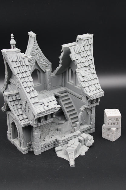 Tabletop Terrain Medieval Cottage Ruin Dnd RPG wargame skirmish 28-32mm