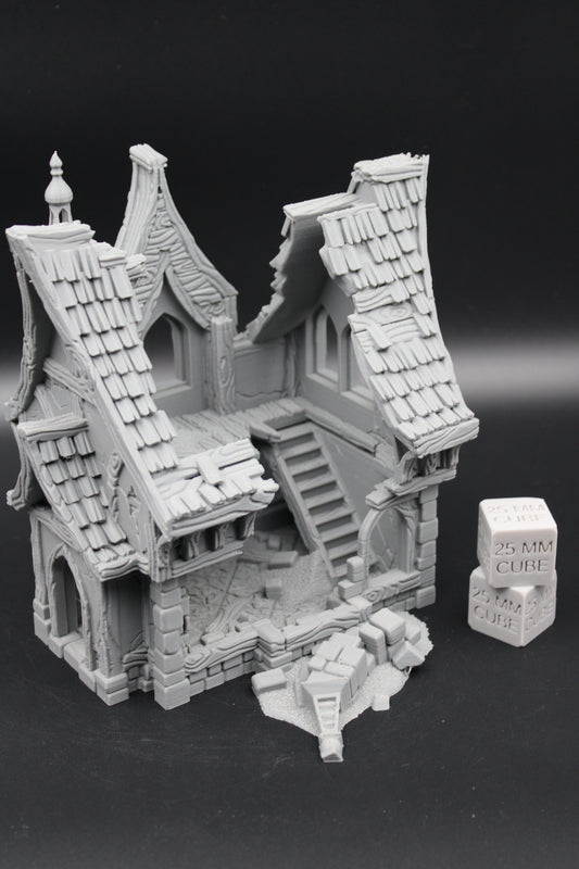 Tabletop Terrain Medieval Cottage Ruin Dnd RPG wargame skirmish 28-32mm