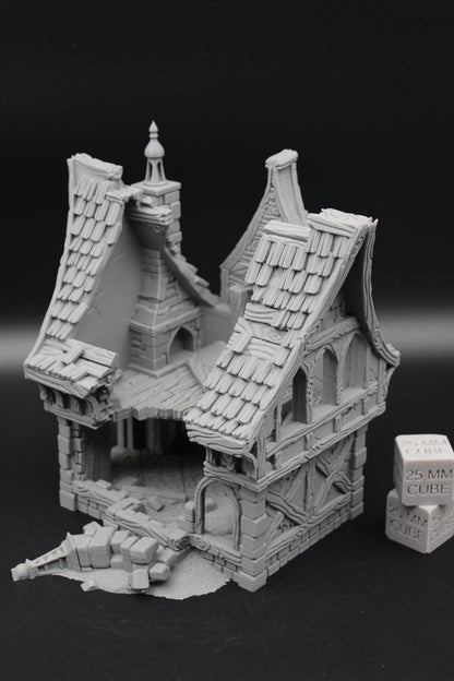 Tabletop Terrain Medieval Cottage Ruin Dnd RPG wargame skirmish 28-32mm