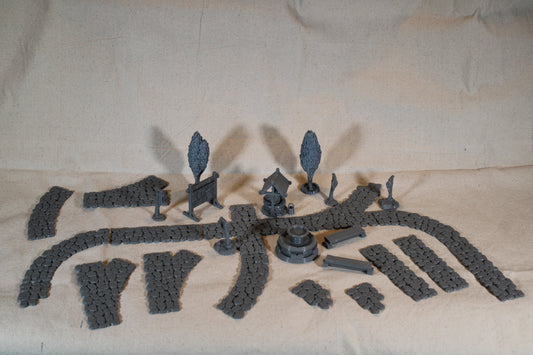 Tabletop Terrain Table Set Stone Path Town Well Dnd RPG wargame skirmish 28mm