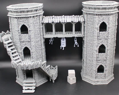 Tabletop Terrain Epic Twin Towers of Torment Dnd RPG wargame skirmish 28mm