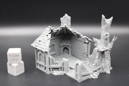 Tabletop Terrain Cottage Druid House Ruins Dnd RPG wargame skirmish 28mm