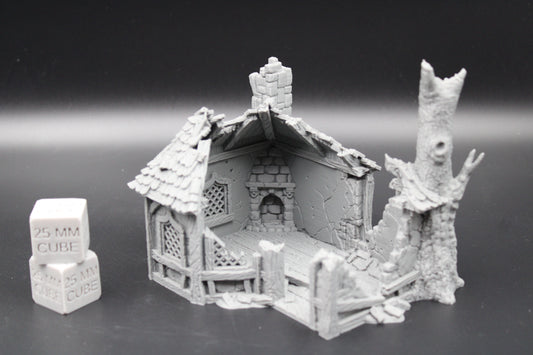 Tabletop Terrain Cottage Druid House Ruins Dnd RPG wargame skirmish 28mm