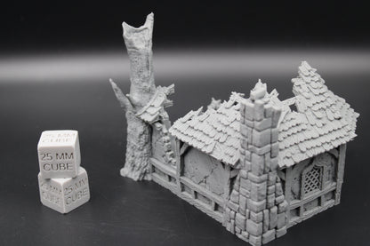 Tabletop Terrain Cottage Druid House Ruins Dnd RPG wargame skirmish 28mm
