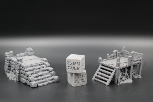 Tabletop Terrain Fantasy Ruin Section Platform Pair Dnd RPG Wargame Skirmish 28mm