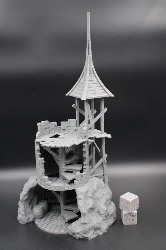 Tabletop Terrain Fantasy Tower Lookout Ruin Rebuilding Dnd RPG wargame skirmish 28mm