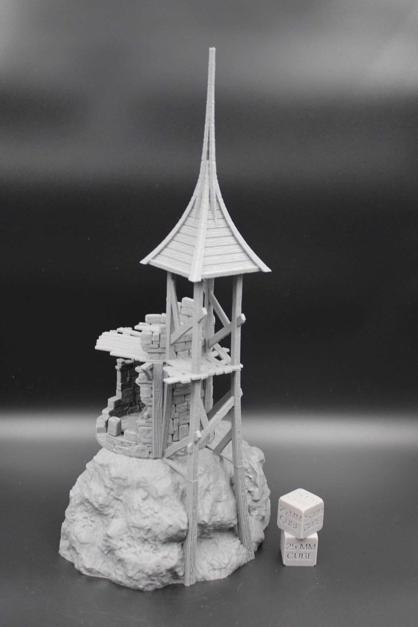 Tabletop Terrain Fantasy Tower Lookout Ruin Rebuilding Dnd RPG wargame skirmish 28mm