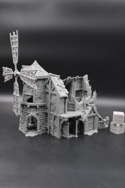 Tabletop Terrain Fantasy Windmill Grain Storage Ruin Dnd RPG Wargame Skirmish 28mm