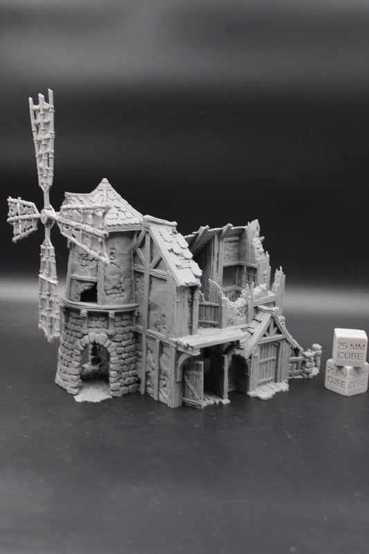 Tabletop Terrain Fantasy Windmill Grain Storage Ruin Dnd RPG Wargame Skirmish 28mm