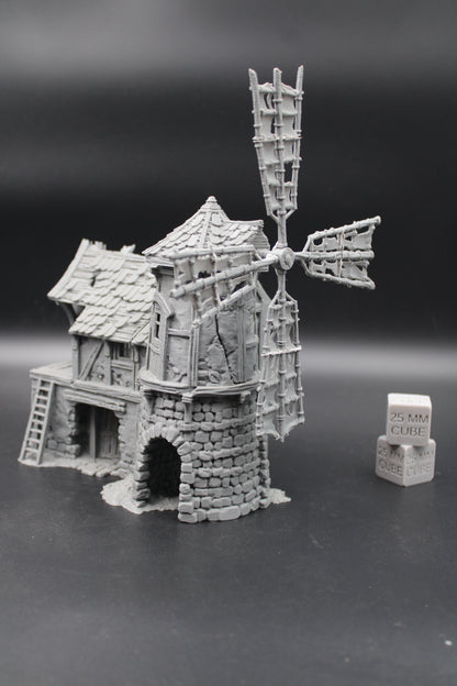 Tabletop Terrain Fantasy Windmill Grain Storage Ruin Dnd RPG Wargame Skirmish 28mm