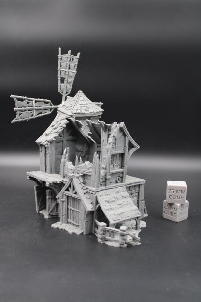 Tabletop Terrain Fantasy Windmill Grain Storage Ruin Dnd RPG Wargame Skirmish 28mm