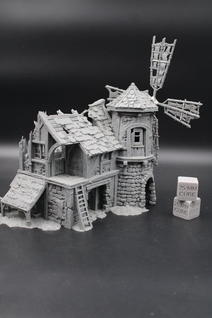 Tabletop Terrain Fantasy Windmill Grain Storage Ruin Dnd RPG Wargame Skirmish 28mm