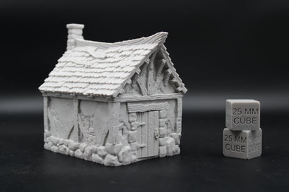 Tabletop Terrain Tiny Cottage House Damaged Roof Dnd RPG wargame skirmish 28mm