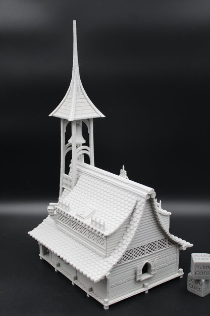 Tabletop Terrain Fantasy Viking Hall School Sanctuary Bell Tower Terrain Scenery