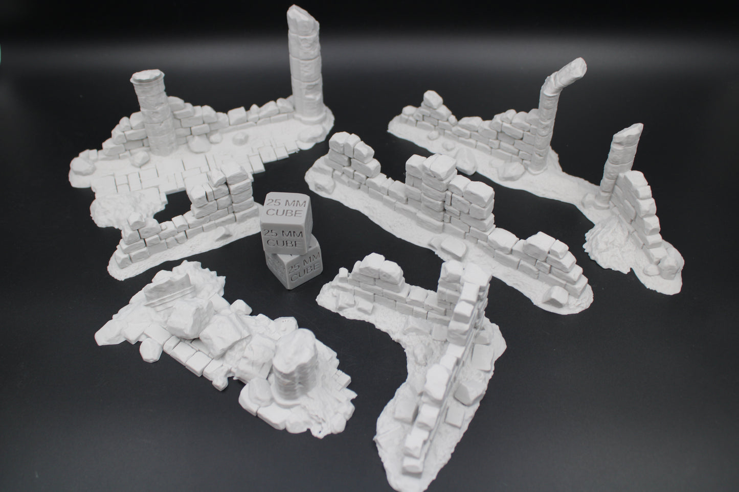 Tabletop Terrain Fantasy 6 Piece Scatter Ruin Wall Sections Dnd RPG wargame skirmish 28-32mm