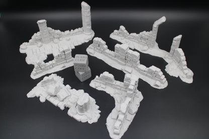 Tabletop Terrain Fantasy 6 Piece Scatter Ruin Wall Sections Dnd RPG wargame skirmish 28-32mm