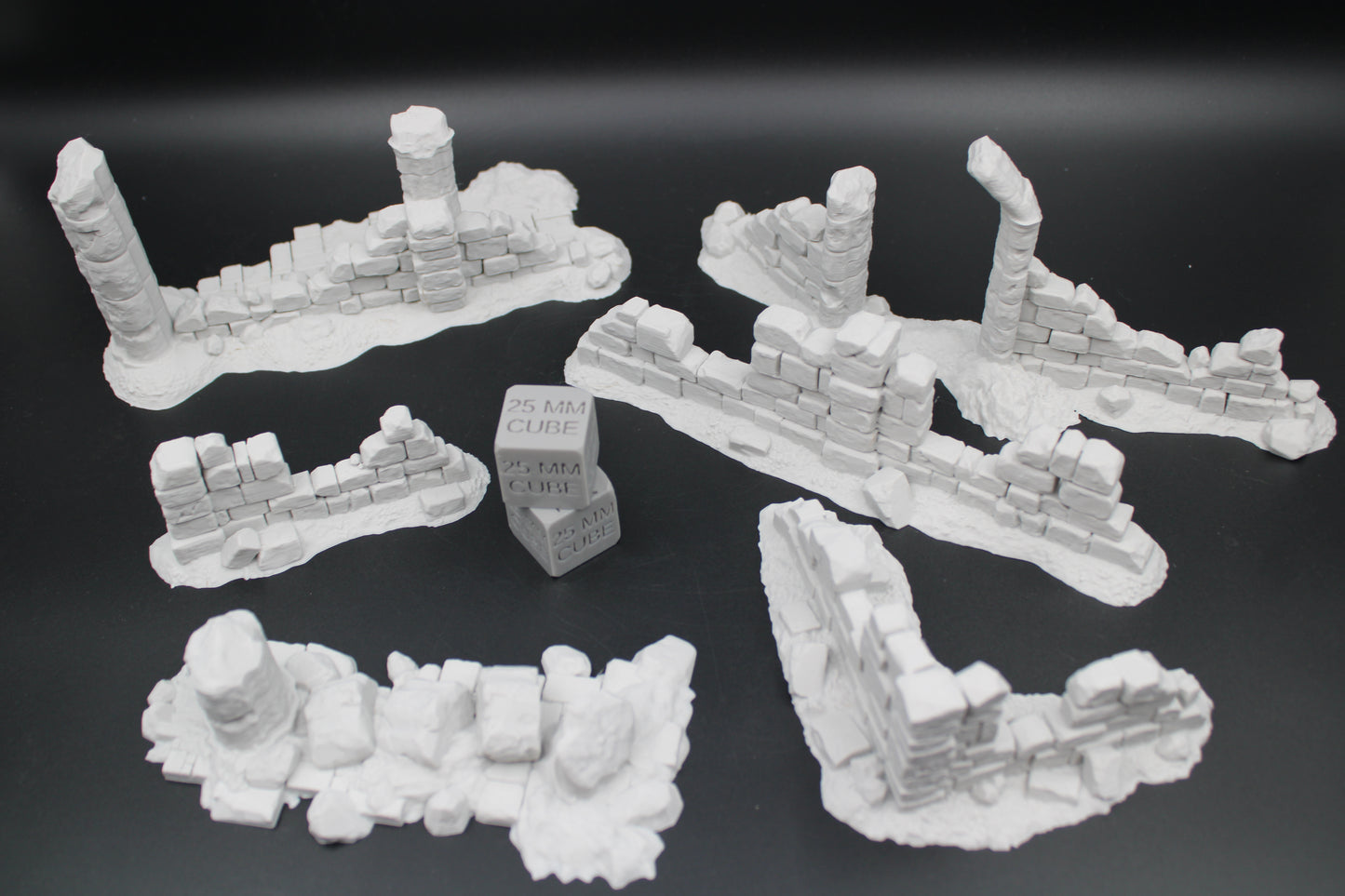 Tabletop Terrain Fantasy 6 Piece Scatter Ruin Wall Sections Dnd RPG wargame skirmish 28-32mm
