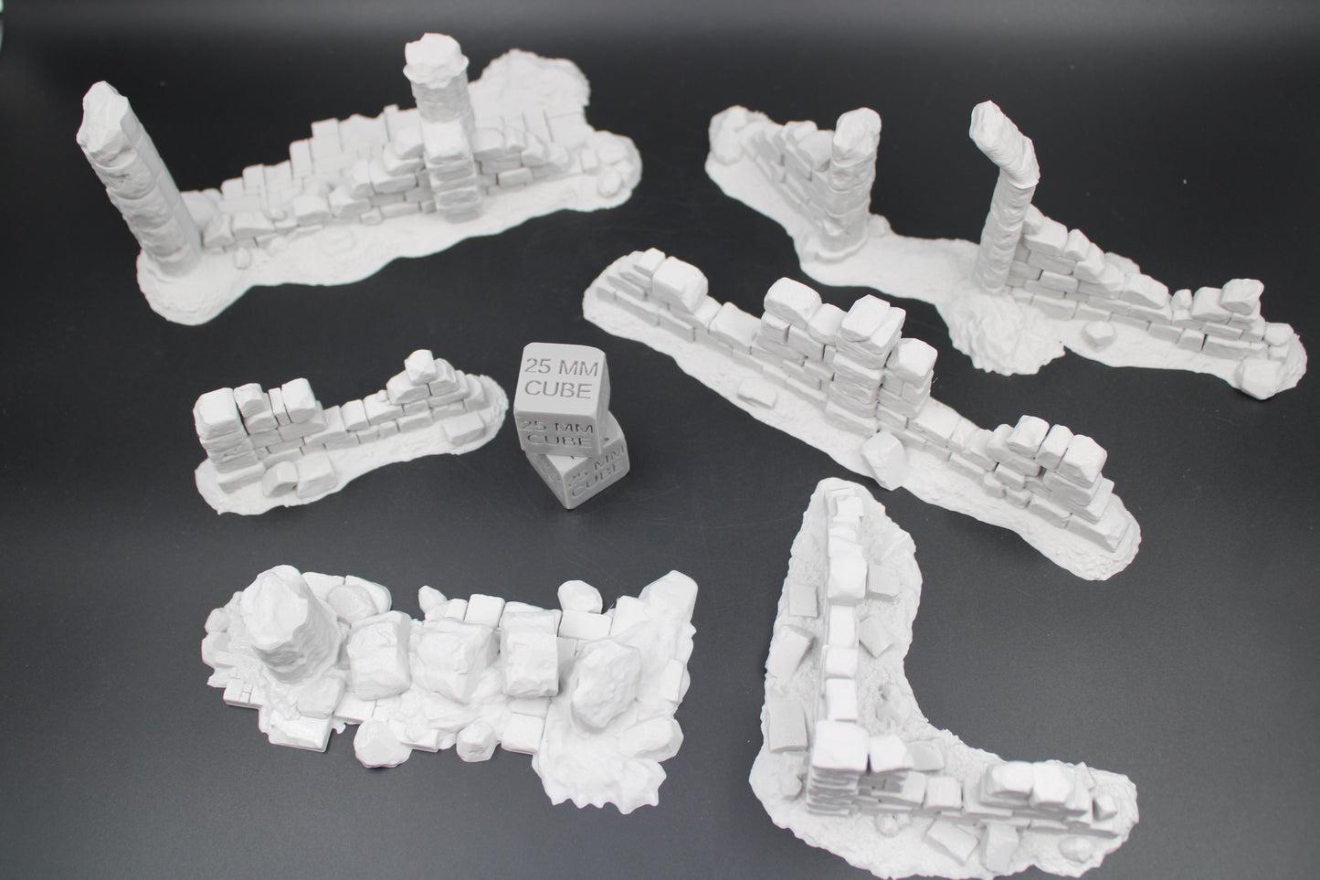 Tabletop Terrain Fantasy 6 Piece Scatter Ruin Wall Sections Dnd RPG wargame skirmish 28-32mm