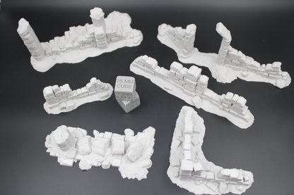 Tabletop Terrain Fantasy 6 Piece Scatter Ruin Wall Sections Dnd RPG wargame skirmish 28-32mm