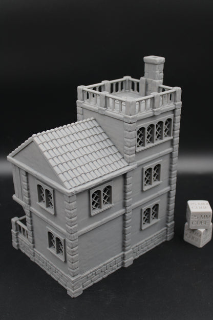 Tabletop Terrain Seaside Manor Flat Roof House Dnd Rpg Wargame Skirmish 28-32mm