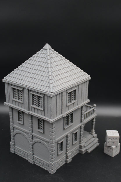 Tabletop Terrain Seaside Manor Tile Roof House Dnd Rpg Wargame Skirmish 28-32mm
