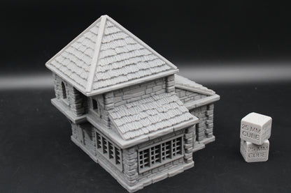 Tabletop Terrain Seaside Wood Roof 2 Story House Dnd Rpg Wargame Skirmish 28-32mm
