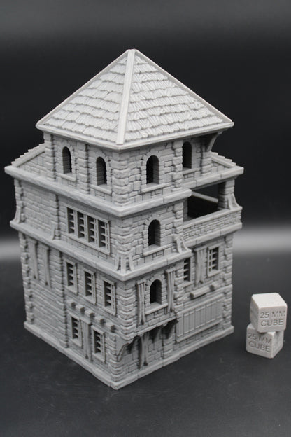 Tabletop Terrain Seaside Wood Roof 4 Story House Dnd Rpg Wargame Skirmish 28-32mm