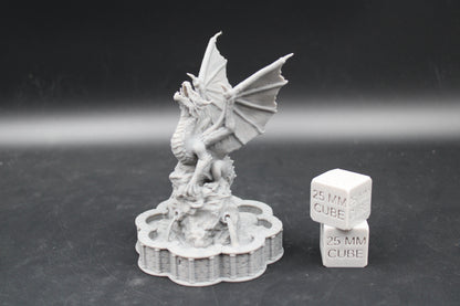 Tabletop Terrain Fantasy Dragon Wurm Fountain Statue Dnd RPG wargame skirmish 28-32mm