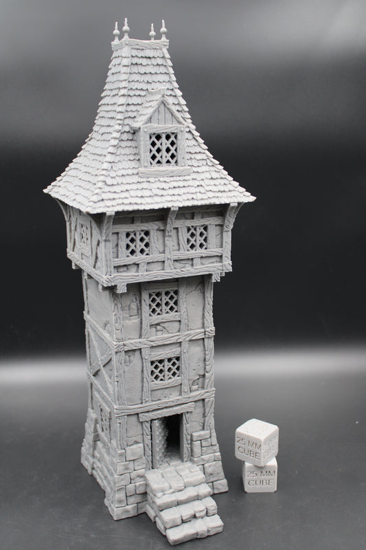 Tabletop Terrain Fantasy Watch Tower Wood Roof Window Dnd RPG wargame skirmish 28-32mm