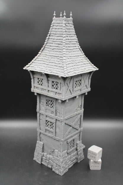 Tabletop Terrain Fantasy Watch Tower Wood Roof Window Dnd RPG wargame skirmish 28-32mm