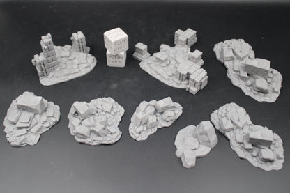 Tabletop Terrain Fantasy Large Scatter Ruin Debris 8 Piece Set Dnd RPG wargame skirmish 28mm