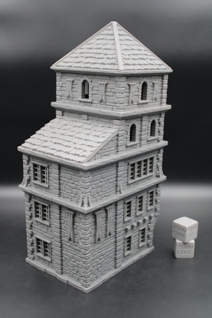 Tabletop Terrain Seaside Wood Roof 5 Story Short Tower House Dnd Rpg Wargame Skirmish 28-32mm