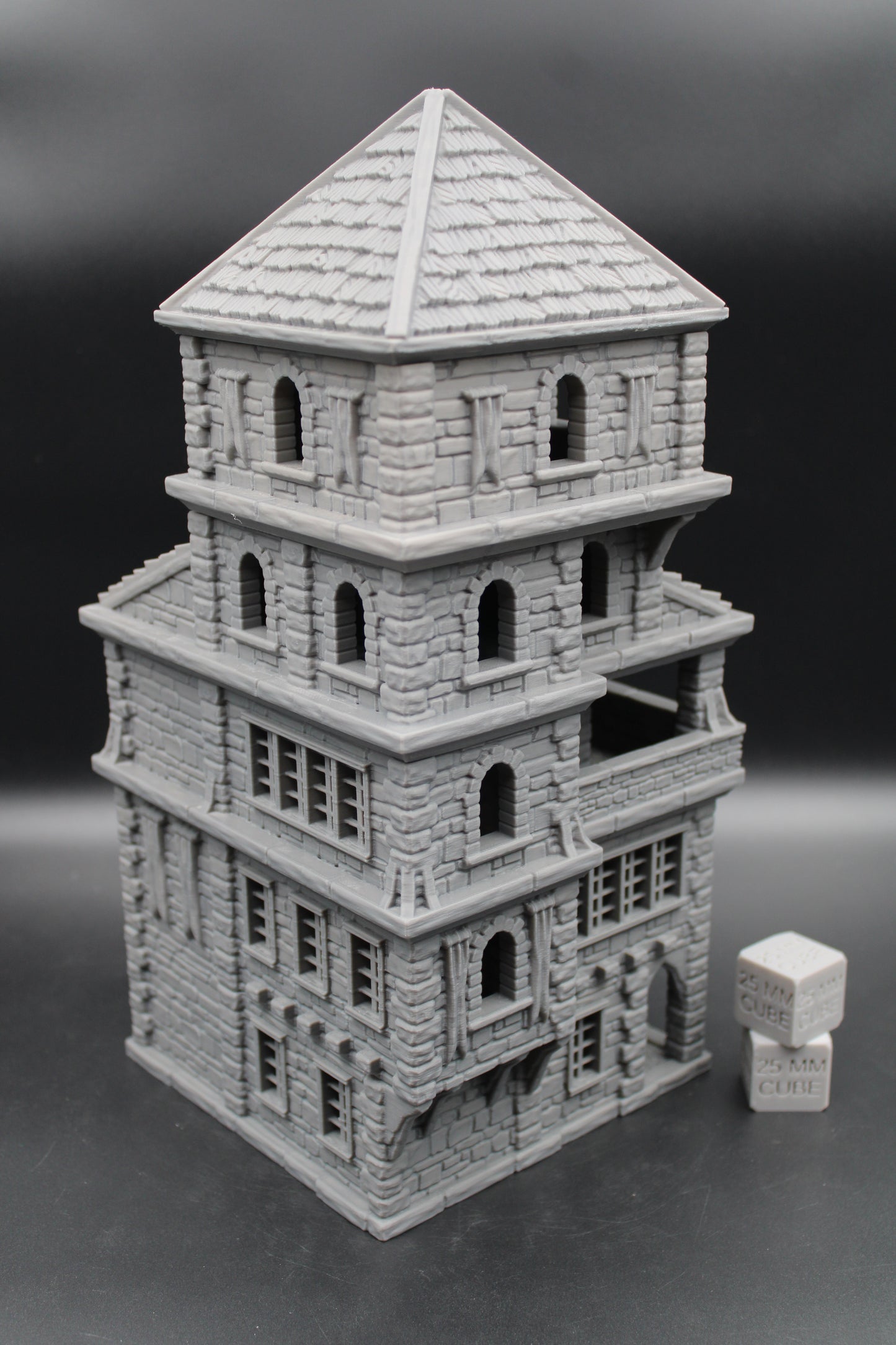 Tabletop Terrain Seaside Wood Roof 5 Story Short Tower House Dnd Rpg Wargame Skirmish 28-32mm