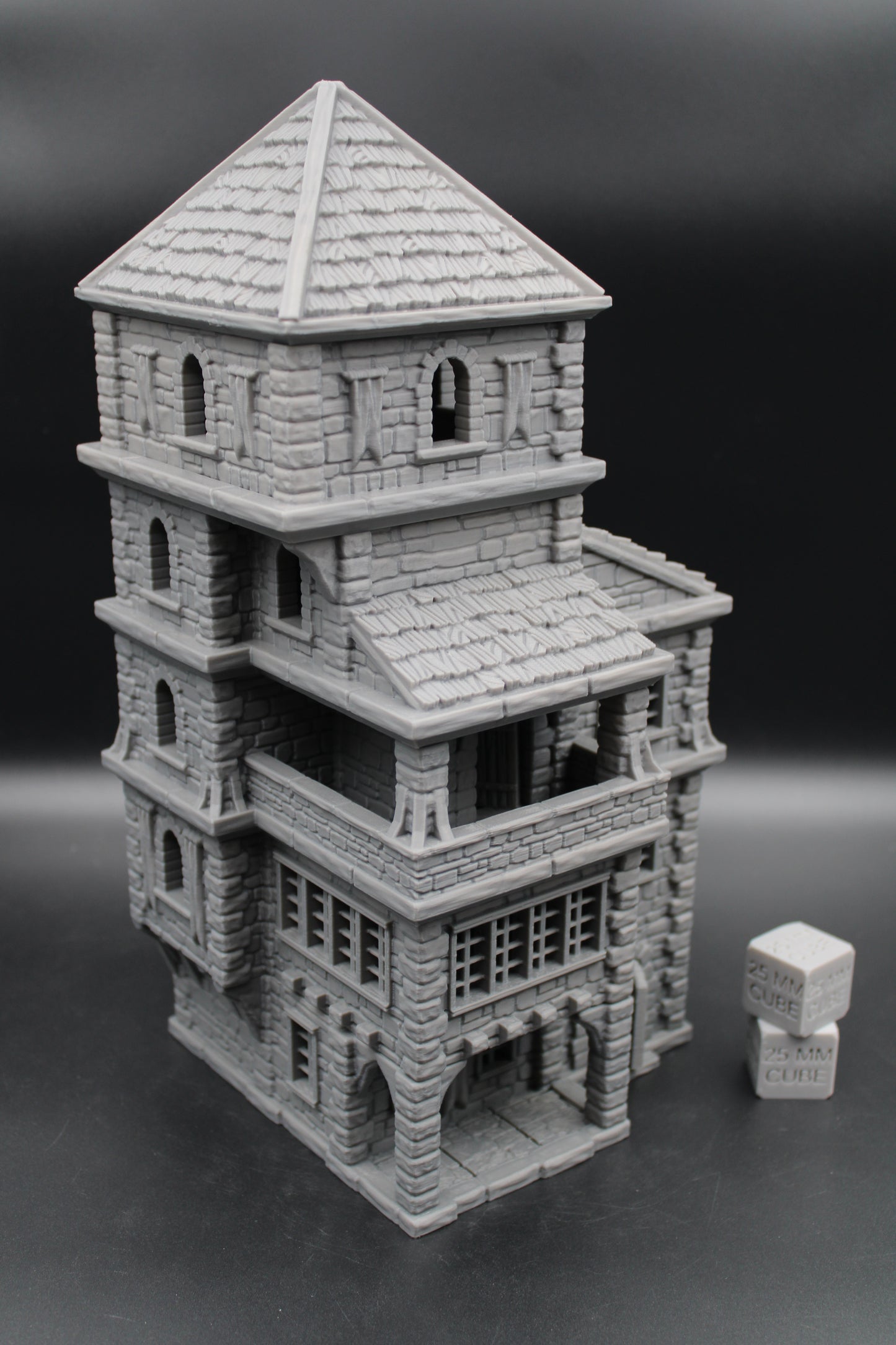 Tabletop Terrain Seaside Wood Roof 5 Story Short Tower House Dnd Rpg Wargame Skirmish 28-32mm