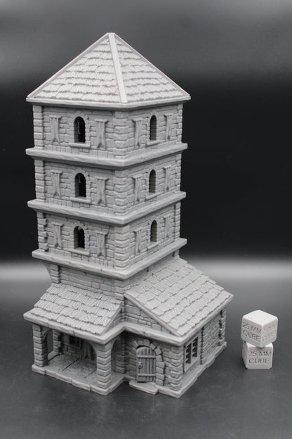 Tabletop Terrain Seaside Wood Roof 5 Story Tall Tower House Dnd Rpg Wargame Skirmish 28-32mm