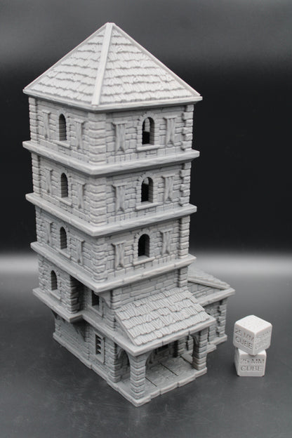 Tabletop Terrain Seaside Wood Roof 5 Story Tall Tower House Dnd Rpg Wargame Skirmish 28-32mm
