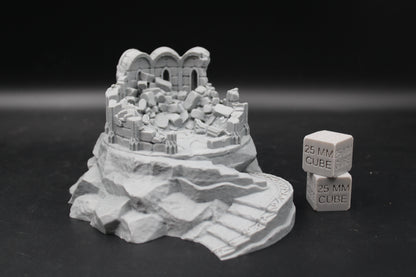 Tabletop Terrain Destroyed Library Ruin Stone Base Elven Dnd RPG wargame skirmish 28mm
