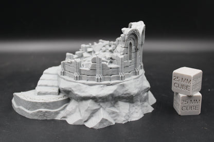 Tabletop Terrain Destroyed Library Ruin Stone Base Elven Dnd RPG wargame skirmish 28mm