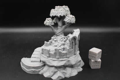 Tabletop Terrain Destroyed Library Ruin Stone Tree Base Elven Dnd RPG wargame skirmish 28mm