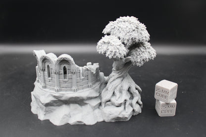 Tabletop Terrain Destroyed Library Ruin Stone Tree Base Elven Dnd RPG wargame skirmish 28mm