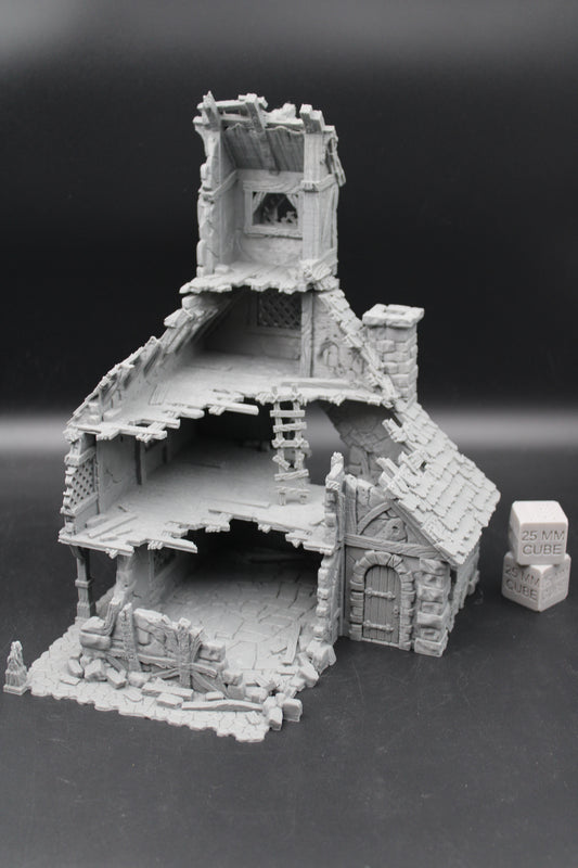Tabletop Terrain Ruin 4 story Medieval Mansion Dnd RPG wargame skirmish 28mm