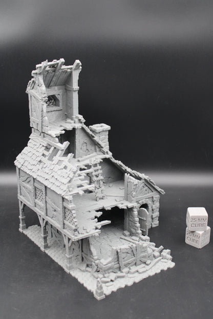 Tabletop Terrain Ruin 4 story Medieval Mansion Dnd RPG wargame skirmish 28mm