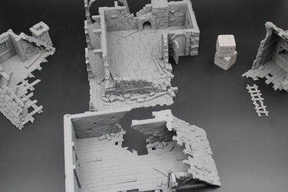 Tabletop Terrain Ruin 4 story Medieval Mansion Dnd RPG wargame skirmish 28mm