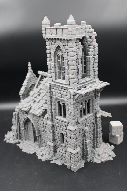 Tabletop Terrain Fantasy Temple Monastery Chapel Church Belltower Ruin Dnd RPG Wargame Skirmish