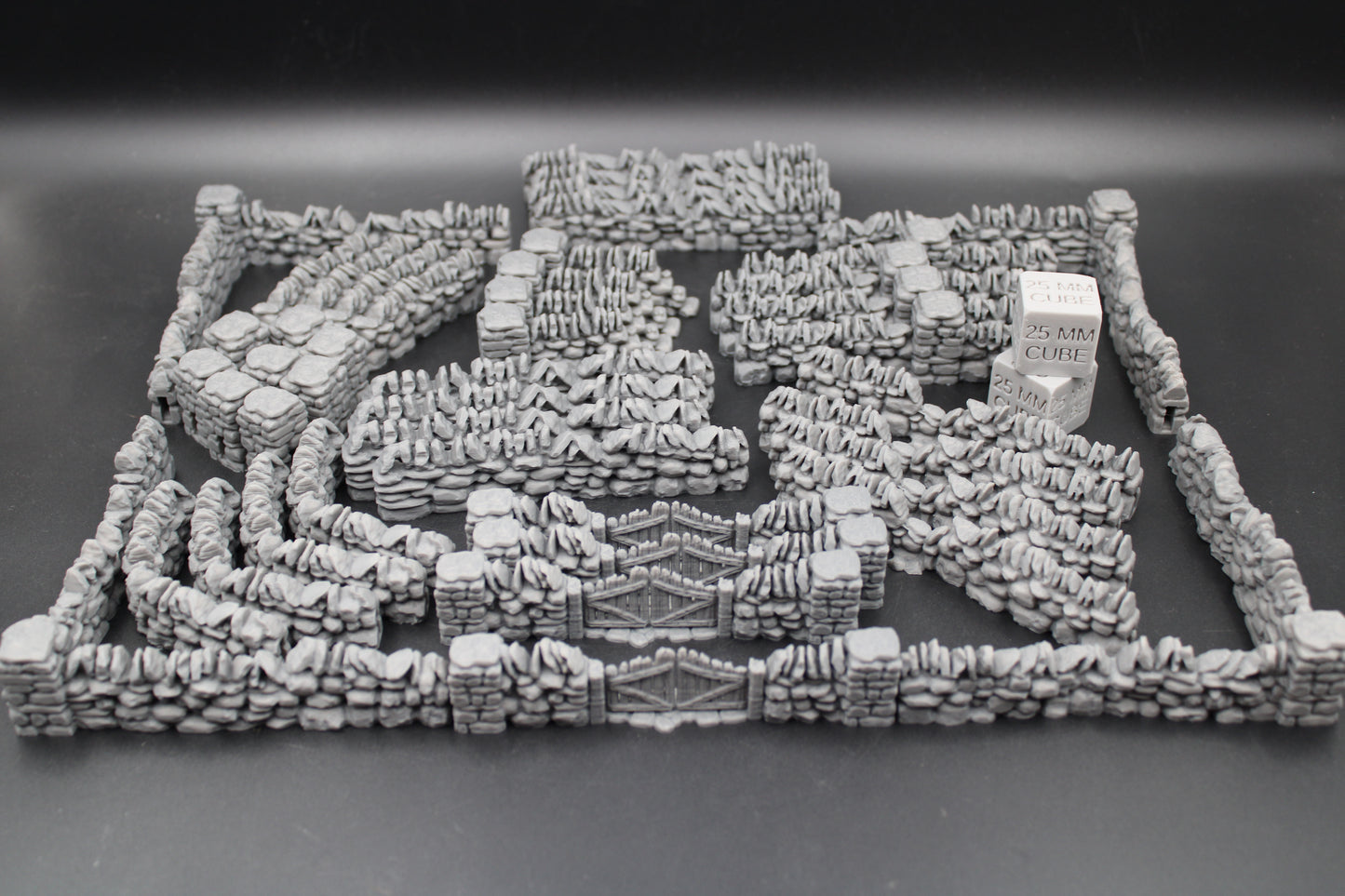 Tabletop Terrain Stacked Stone Rock Wall Hedge 44 Piece Dnd RPG Wargame Skirmish