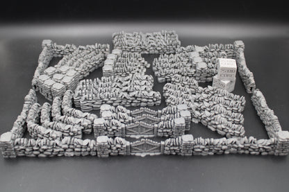 Tabletop Terrain Stacked Stone Rock Wall Hedge 44 Piece Dnd RPG Wargame Skirmish