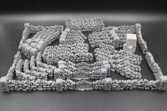 Tabletop Terrain Stacked Stone Rock Wall Hedge 44 Piece Dnd RPG Wargame Skirmish