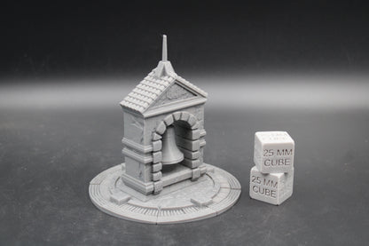 Tabletop Terrain Medieval Fantasy City Town Bell Monument Dnd RPG Wargame Skirmish 28mm