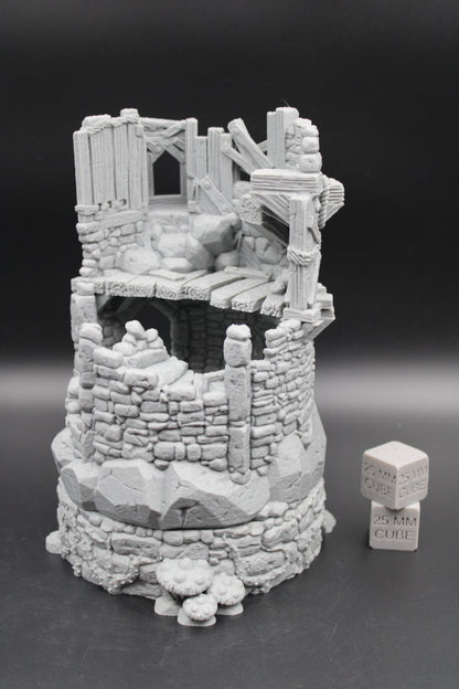 Tabletop Terrain Tower Ruin with Crypt Ossuary Dnd Rpg Skirmish Wargame 28mm