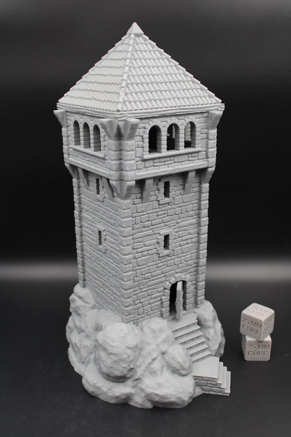 Tabletop Terrain Seaside Defense Watch Guard Tower Tile Roof Dnd Rpg Wargame Skirmish 28-32mm